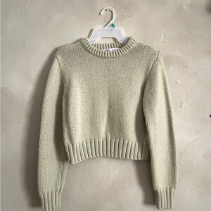 Zara Women's Light Cream Crew Neck Sweater